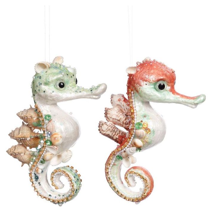 Jewelled Seahorse Orn 8" set of 2
