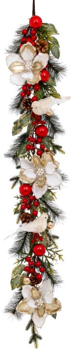 Christmas Bird and Magnolia Garland 5FT