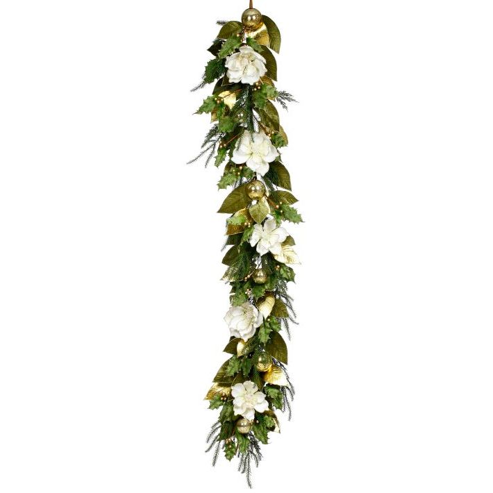Glittered Magnolia Garland 72"