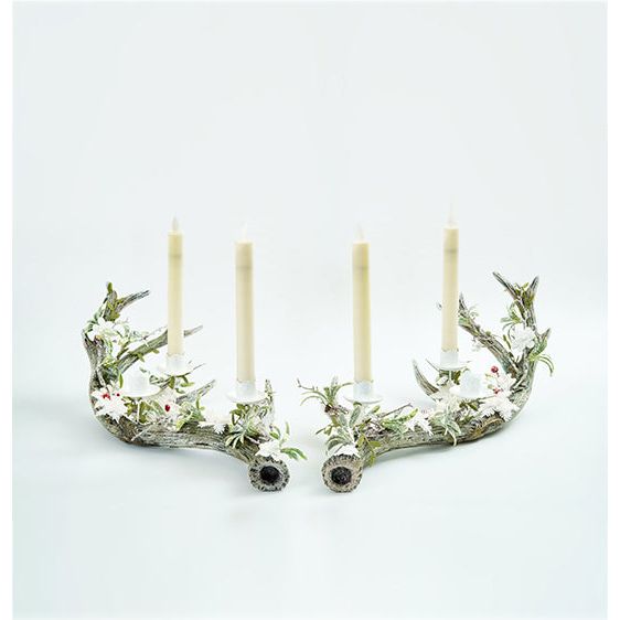 MistletoeAntlerCndlehldr 19"set of 2