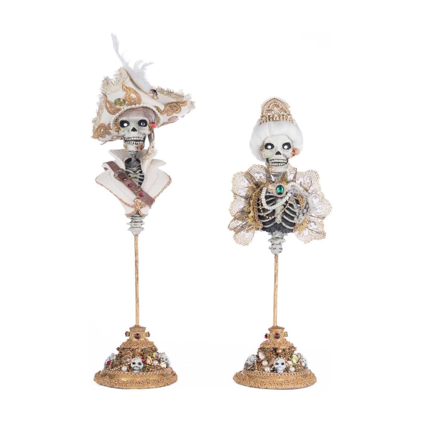 Male and Female Skeleton Bust Tabletop Assortment of 2 17"