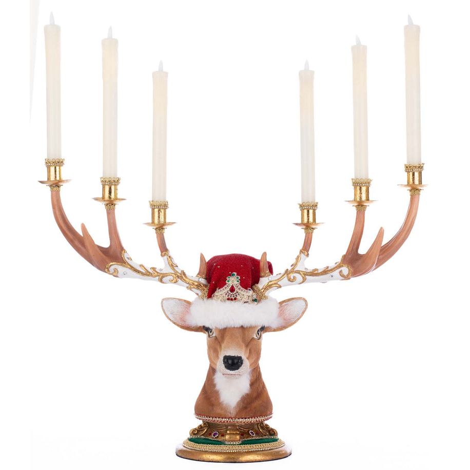 Christmas Ball Deer Head Candelabra 26" x 23 x 13