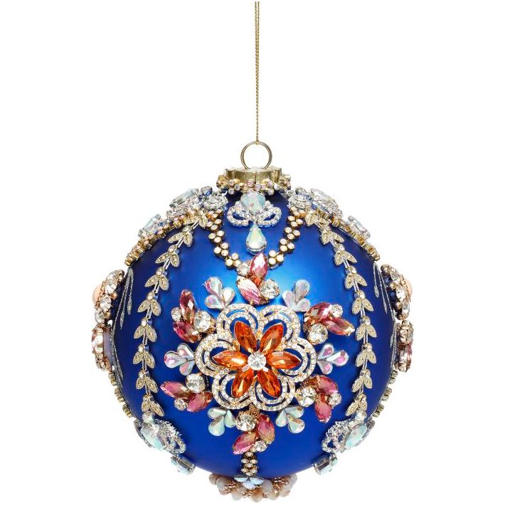 Kings Jewel Ball Ornament Blue 5"