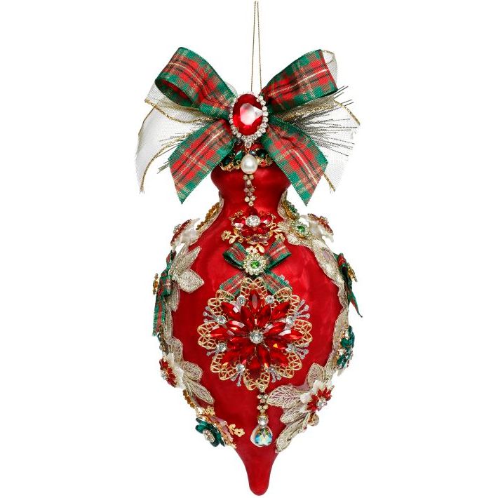 King's Jewels Finial Ornament Red Frs 8"