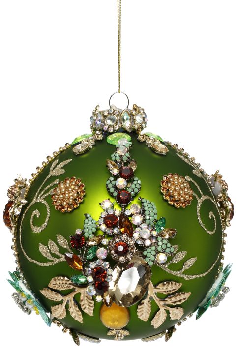 Kings Jewel Ball Ornament, Green - 5"