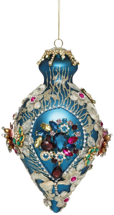 Kings Jewel Fancy Finial Ornament, Teal - 8"
