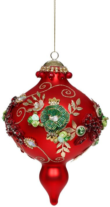 Kings Jewel Extra Fancy Finial Ornament, Red- 8"