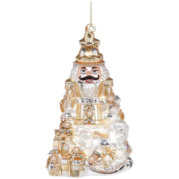 Jeweled N/C Orn. Gold/White 8"