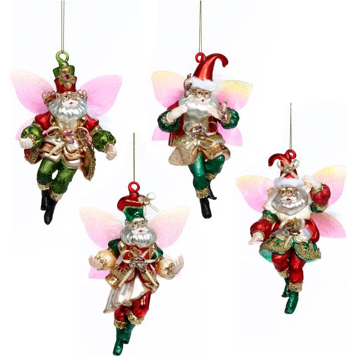 Fairy Santa Ornament 7-8" Set/4