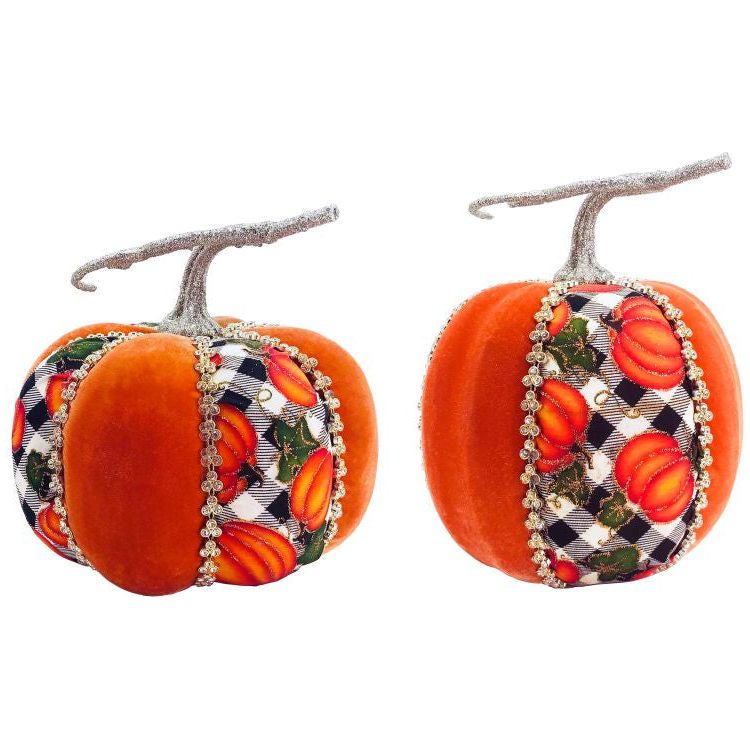 Fall Plaid Pumpkin 6-7'' Set Of 2