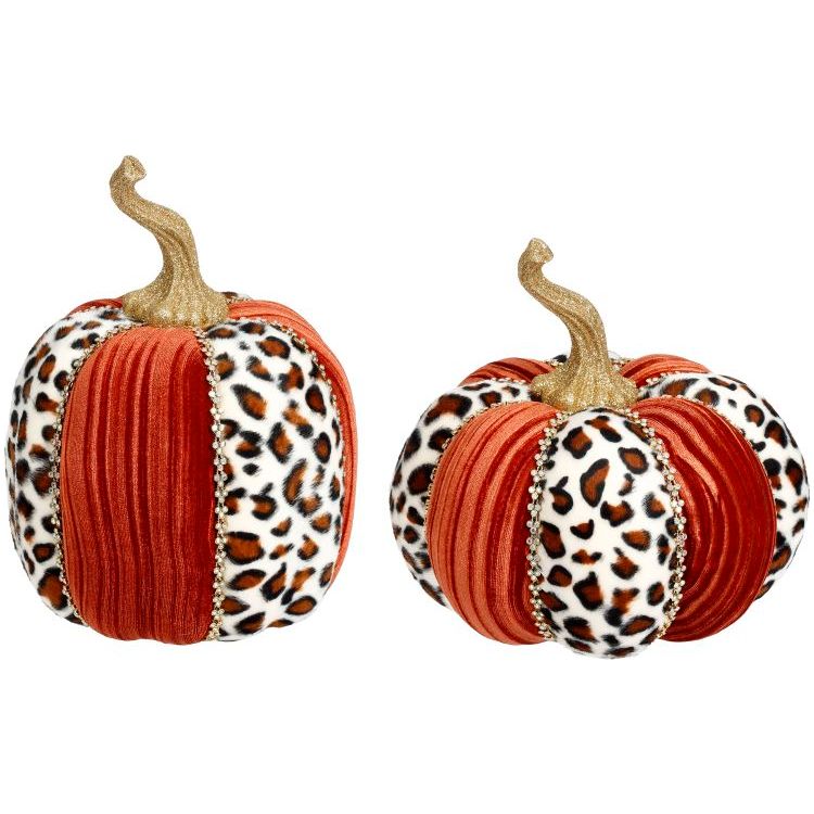 Jeweled Pumpkin, Copper Leopard, 8-9'' Set Of 2