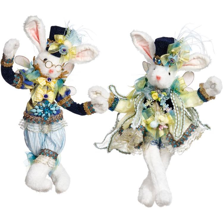 Mr. and Mrs. Festive Rabbit Fairy Set of 2 14"