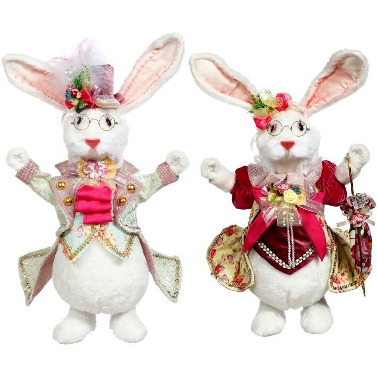 Mr & Mrs Fluffy Chubby Rabbit 15" set of 2