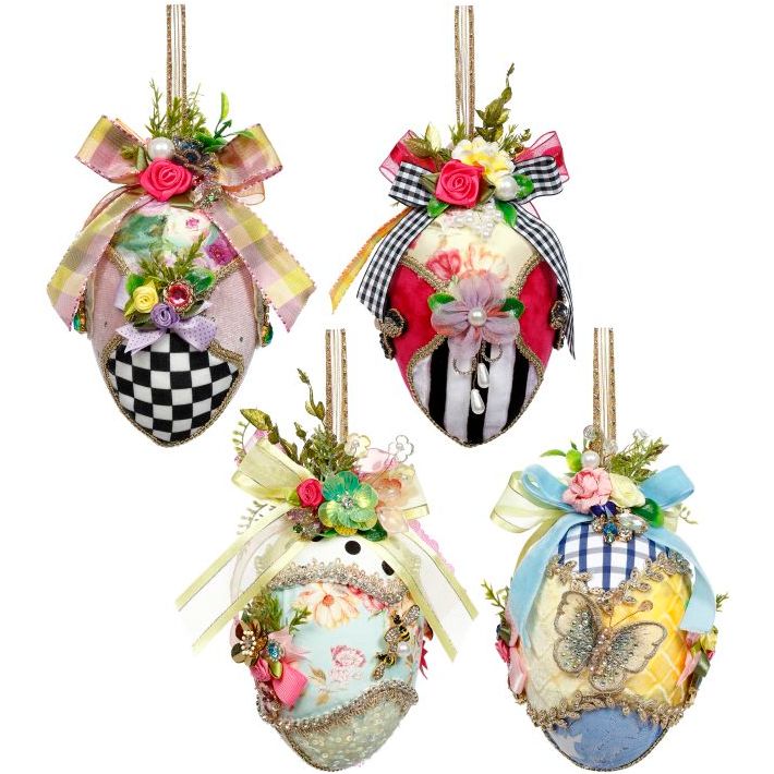 Fabric Jeweled Easter Eggs 6" set of 4