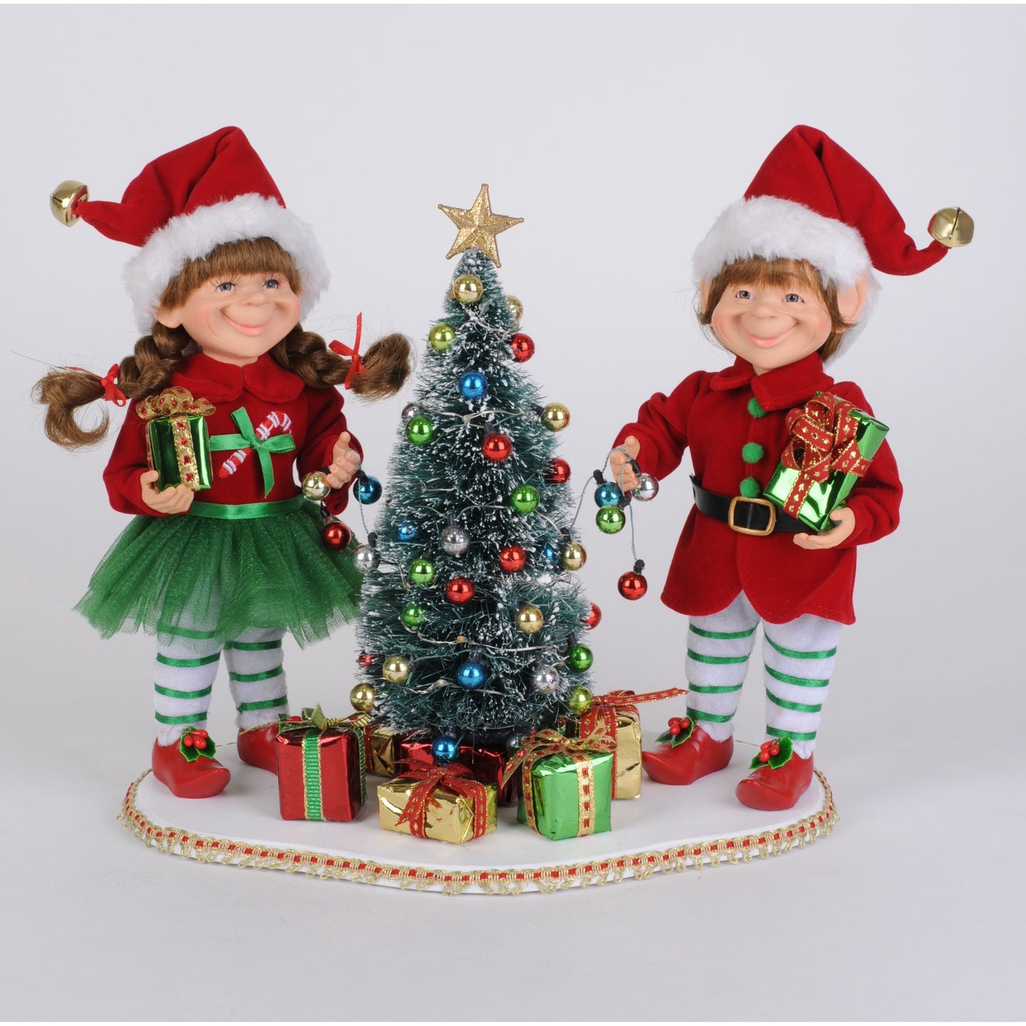 Lighted Tree Trimming Elf Set 11"