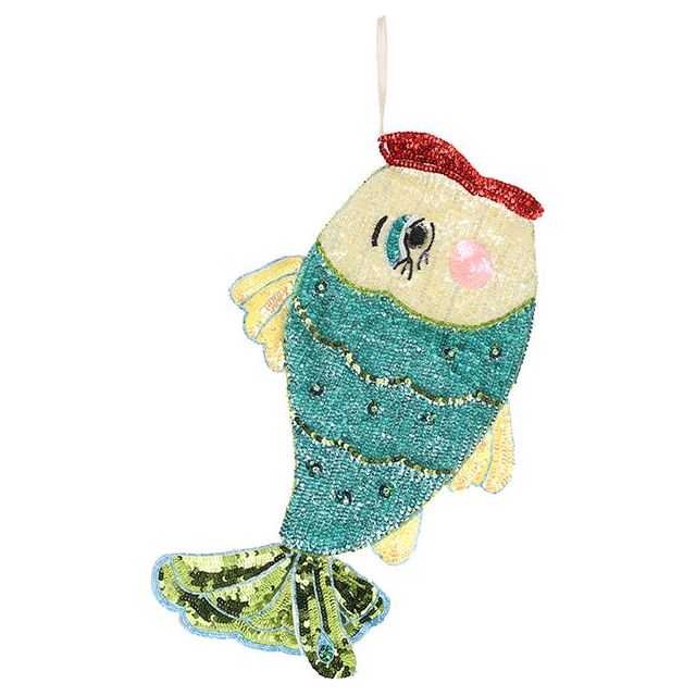 Glittered Fish Stocking 21"