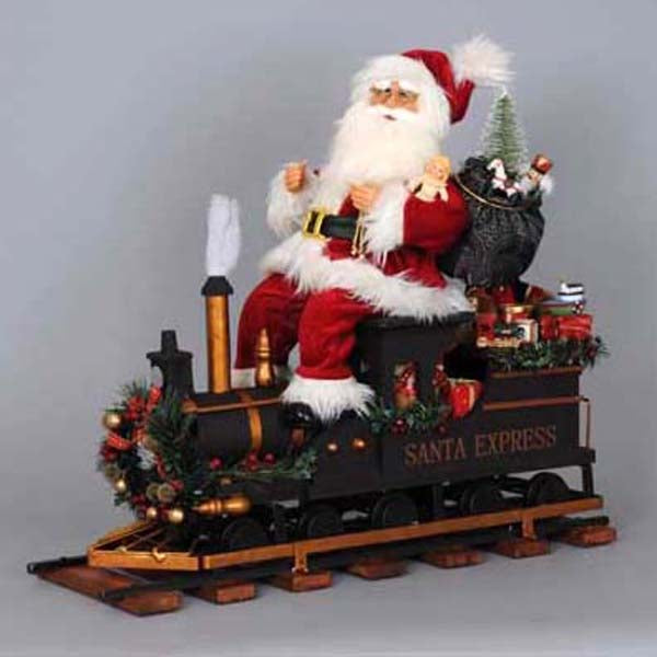 Locomotive Santa w/Track 18"
