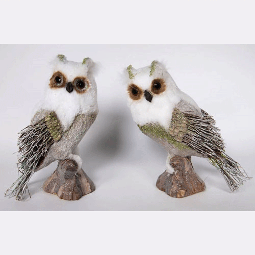 Magnolia Sparkle Fiber Owls 15"