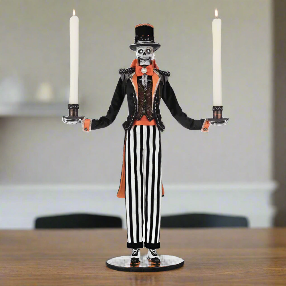 Macabre Skeleton Candelabra 22"