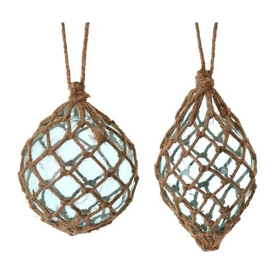 Glass/Net Ornaments set of 2 6"