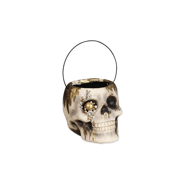 Jewelled Skull Bucket 6.5 X 4"
