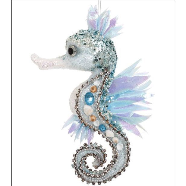 Beaded Seahorse Ornament 8"