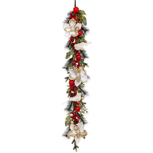 Christmas Bird and Magnolia Garland 5FT
