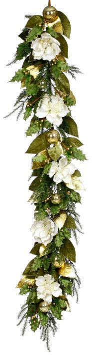 Glittered Magnolia Garland 72"