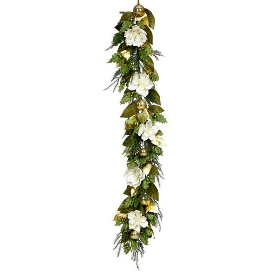 Glittered Magnolia Garland 72"