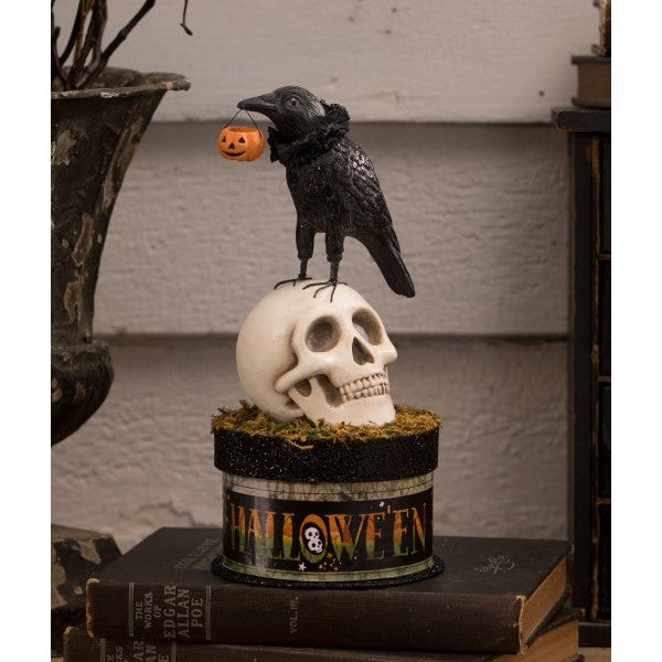 Crow and Skull on Box 4.5X4.5X9