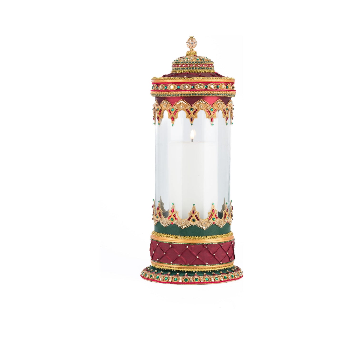 Christmas Castle Hurricane Candle Holder Tabletop 21.25"