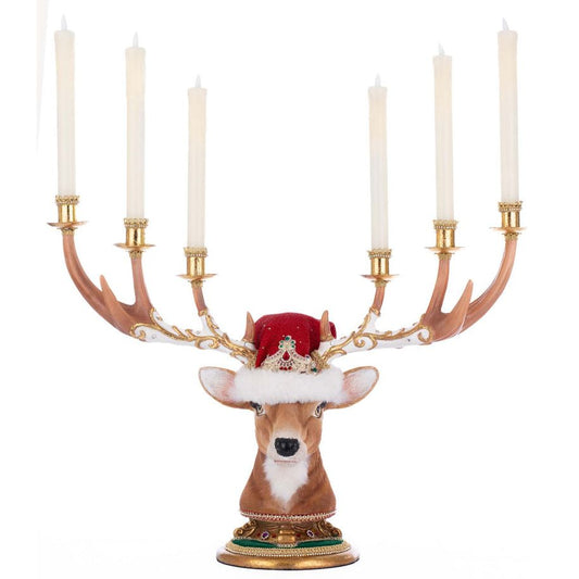Christmas Ball Deer Head Candelabra 26" x 23 x 13