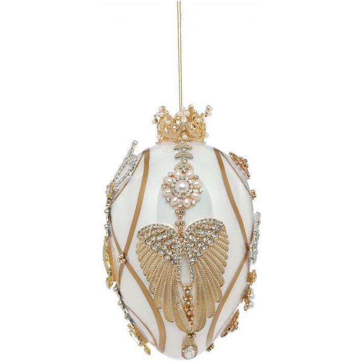Faberge Jewel Egg Ornament Ivory Prl 7"