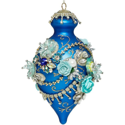 King's Jewel Fancy Finial Ornament, Blue 9"