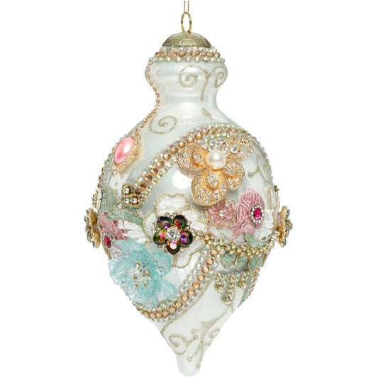 King's Jewel Fancy Finial Ornament, White 9"