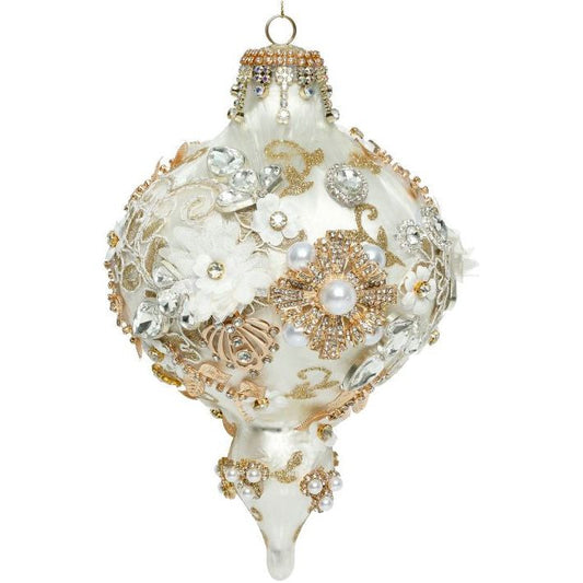 King's Jewel Extra Fancy Finial Ornament, Ivory 8"