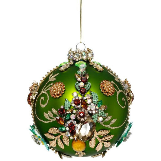 Kings Jewel Ball Ornament, Green - 5"
