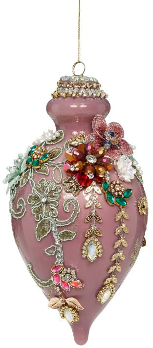 Kings Jewel Fancy Finial Ornament, Mauve - 8"