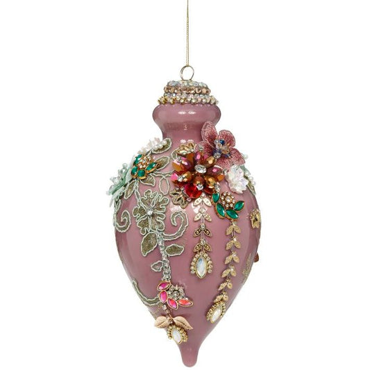 Kings Jewel Fancy Finial Ornament, Mauve - 8"