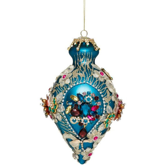 Kings Jewel Fancy Finial Ornament, Teal - 8"