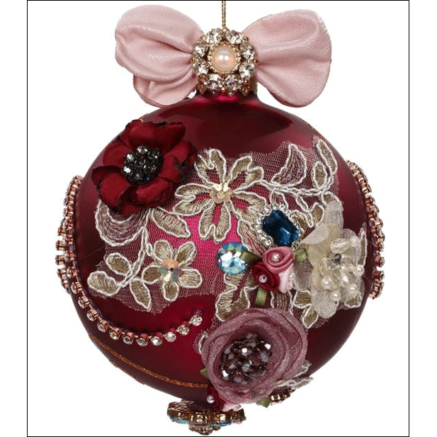Floral JewelBurgundy Orn. 5"