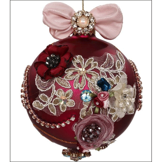 Floral JewelBurgundy Orn. 5"