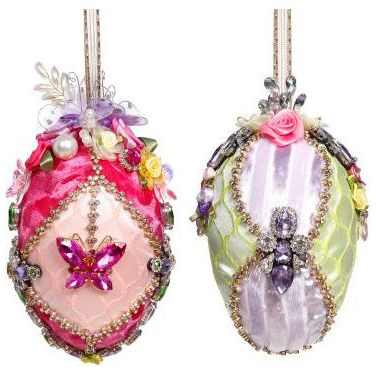 Jeweled Egg Orn B 6"set of 2