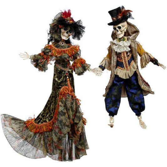 Mr and Mrs Bohemian Skeleton LG 31" Set Of 2