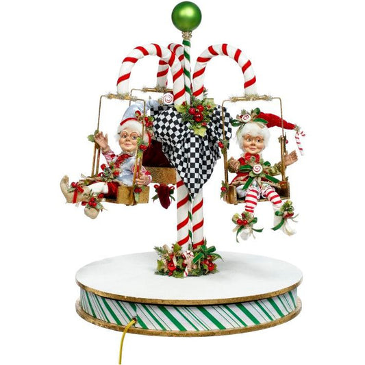Candy Cane Carousel W/Elf 24.5"