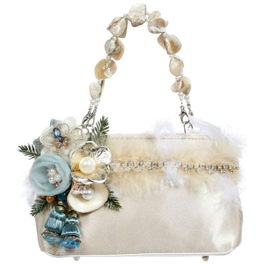 Ivory Bag with Handle Purse - 6" x 4"