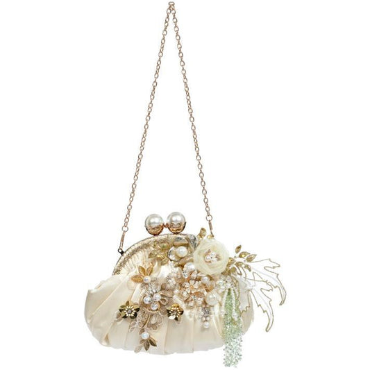 Ivory Bag, Pleated Purse - 7.5" x 7"