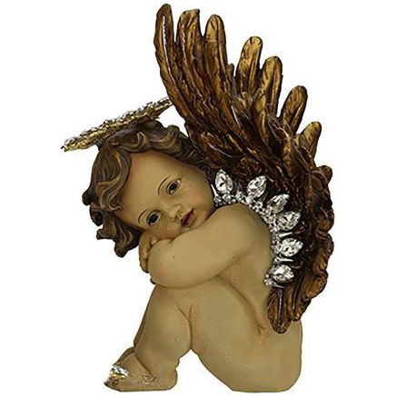 Jeweled Angelic Cherub - L 11"