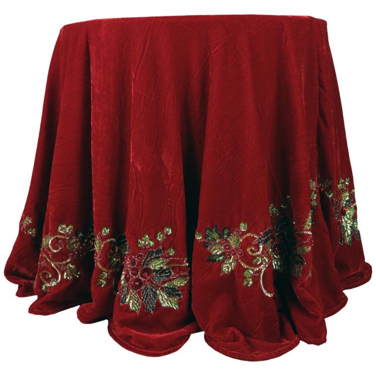Holly Berry Tablecloth 90" D