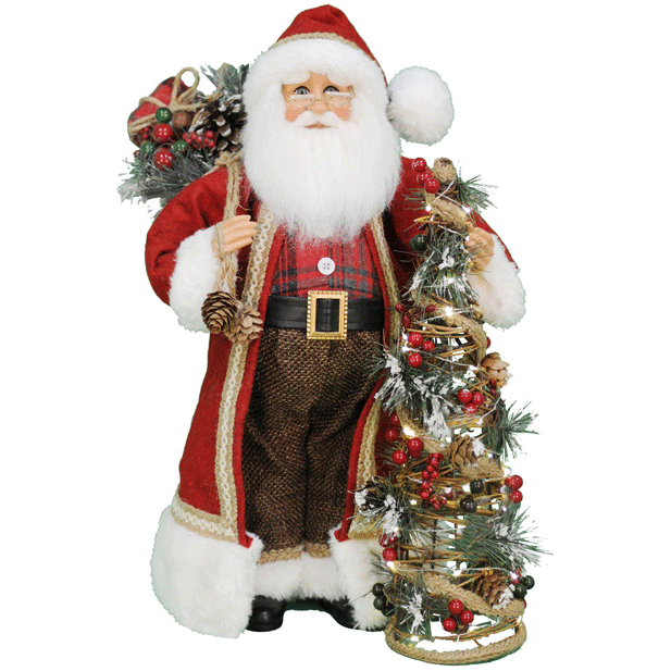 Lt. Woodland Pine Santa 16"